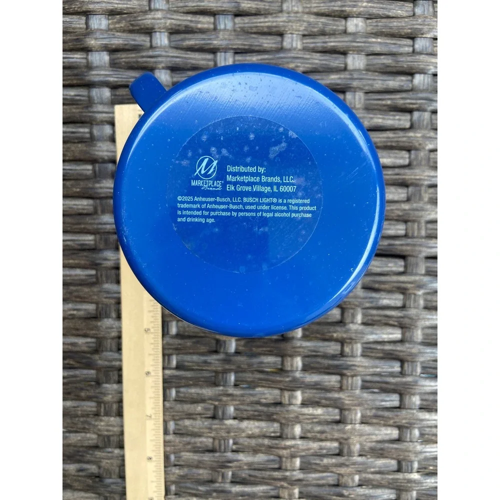 Busch Light Tin Mug and Vintage Bottle Opener Set Blue Enamel Style Cup Spoon - Picture 5 of 5